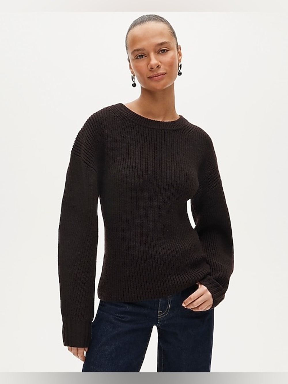 J.Crew Fitted-waist crewneck sweater in ribbed merino wool